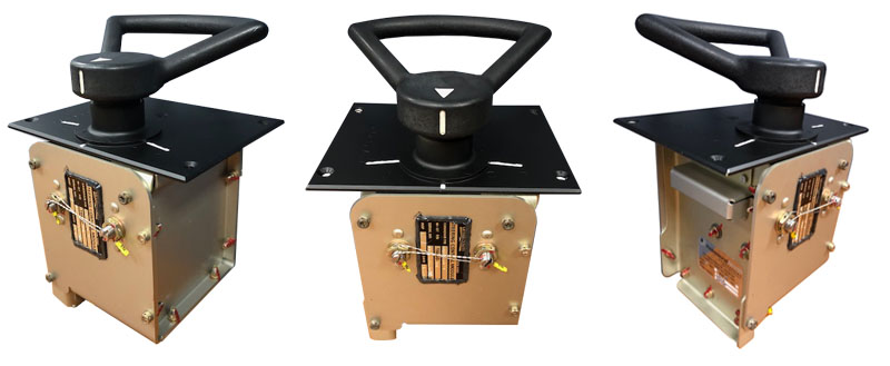 SteerClear nose wheel steering module from the left side, center, and right side